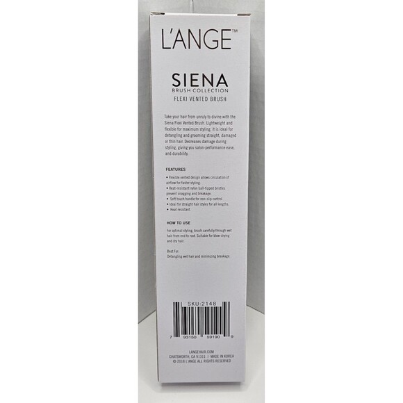 L'ANGE HAIR Siena Flexi Vented Hair Brush Detangle Nylon Bristle Black 2148 - Picture 2 of 3